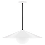 Axis Shallow Cone Globe Pendant - White / Opal