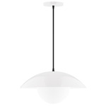 Axis Plateau Cord Hung Pendant with Glass Globe - White / Opal