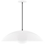 Axis Plateau Cord Hung Pendant with Glass Globe - White / Opal