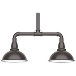 Cafe 2 Light Linear Outdoor Pendant - Architectural Bronze / White