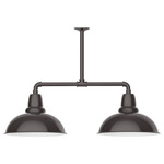 Cafe 2 Light Linear Outdoor Pendant - Architectural Bronze / White