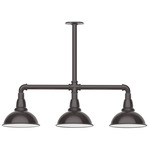 Cafe 3LT Linear Outdoor Pendant - Architectural Bronze / White