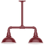 Cafe 2 Light Linear Outdoor Pendant - Barn Red / White