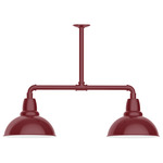 Cafe 2 Light Linear Outdoor Pendant - Barn Red / White