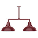 Cafe 2 Light Linear Outdoor Pendant - Barn Red / White