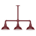 Cafe 3LT Linear Outdoor Pendant - Barn Red / White