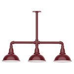 Cafe 3 Light Linear Outdoor Pendant - Barn Red / White