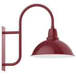 Cafe Curved Arm Outdoor Wall Light - Barn Red / White