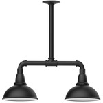 Cafe 2 Light Linear Outdoor Pendant - Black / White