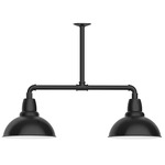 Cafe 2 Light Linear Outdoor Pendant - Black / White