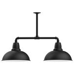 Cafe 2 Light Linear Outdoor Pendant - Black / White
