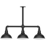 Cafe 3 Light Linear Outdoor Pendant - Black / White