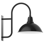 Cafe Curved Arm Outdoor Wall Light - Black / White