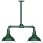 Cafe 2 Light Linear Outdoor Pendant - Forest Green / White