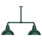 Cafe 2 Light Linear Outdoor Pendant - Forest Green / White