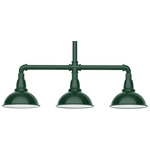 Cafe 3LT Linear Outdoor Pendant - Forest Green / White