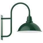 Cafe Curved Arm Outdoor Wall Light - Forest Green / White