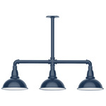 Cafe 3 Light Linear Outdoor Pendant - Navy / White
