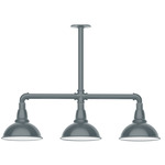 Cafe 3 Light Linear Outdoor Pendant - Slate Gray / White