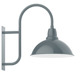Cafe Curved Arm Outdoor Wall Light - Slate Gray / White