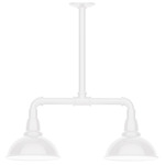 Cafe 2 Light Linear Outdoor Pendant - White / White