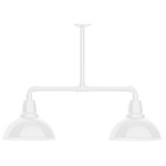 Cafe 2 Light Linear Outdoor Pendant - White / White