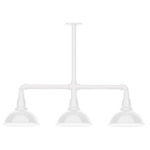 Cafe 3 Light Linear Outdoor Pendant - White / White