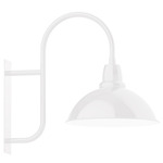 Cafe Curved Arm Outdoor Wall Light - White / White
