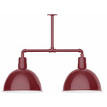 Deep Bowl 2-Light Linear Outdoor Pendant - Barn Red