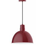 Deep Bowl Cord Pendant - Barn Red