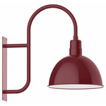 Deep Bowl Curved Arm Outdoor Wall Light - Barn Red