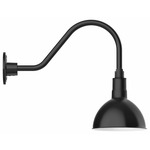 Deep Bowl Gooseneck Outdoor Wall Light - Black