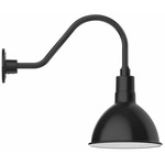 Deep Bowl Gooseneck Outdoor Wall Light - Black