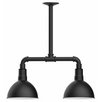 Deep Bowl 2-Light Linear Outdoor Pendant - Black