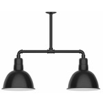 Deep Bowl 2-Light Linear Outdoor Pendant - Black