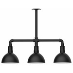 Deep Bowl 3-Light Linear Outdoor Pendant - Black