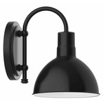 Deep Bowl Hook Arm Outdoor Wall Light - Black