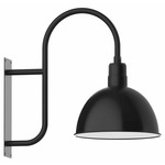 Deep Bowl Curved Arm Outdoor Wall Light - Black