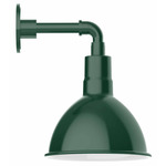 Deep Bowl Straight Arm Outdoor Wall Light - Forest Green