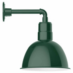 Deep Bowl Drop Arm Outdoor Wall Light - Forest Green