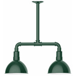 Deep Bowl 2-Light Linear Outdoor Pendant - Forest Green