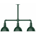 Deep Bowl 3-Light Linear Outdoor Pendant - Forest Green