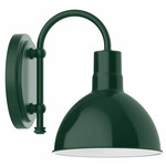 Deep Bowl Hook Arm Outdoor Wall Light - Forest Green