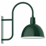 Deep Bowl Curved Arm Outdoor Wall Light - Forest Green