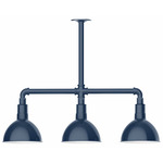 Deep Bowl 3-Light Linear Outdoor Pendant - Navy