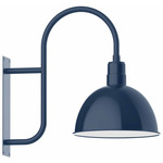 Deep Bowl Curved Arm Outdoor Wall Light - Navy