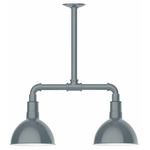 Deep Bowl 2-Light Linear Outdoor Pendant - Slate Gray