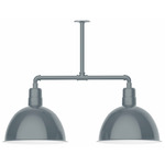 Deep Bowl 2-Light Linear Outdoor Pendant - Slate Gray
