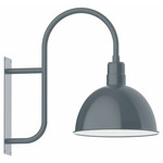 Deep Bowl Curved Arm Outdoor Wall Light - Slate Gray