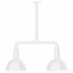 Deep Bowl 2-Light Linear Outdoor Pendant - White Gloss